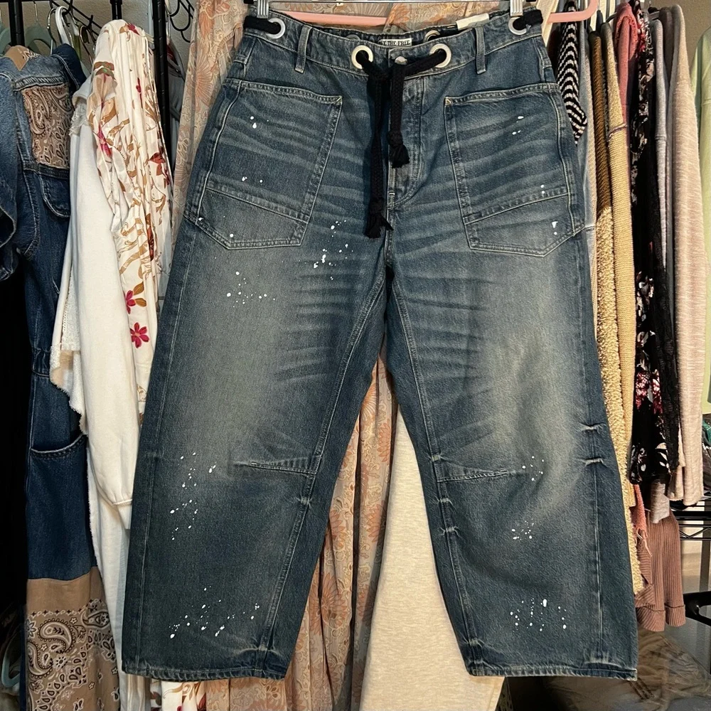 WE THE FREE by Free People: “Moxie” Low Slung Pull-On Barrel Jeans NWT - Picture 7 of 12